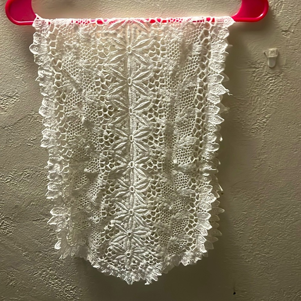 Vintage Battenberg Lace Piano Runner
